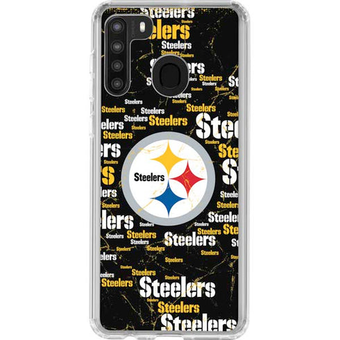 NFL Pittsburgh Steelers Black Blast Galaxy A21 Clear Case