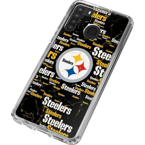 NFL Pittsburgh Steelers Black Blast Galaxy A21 Clear Case