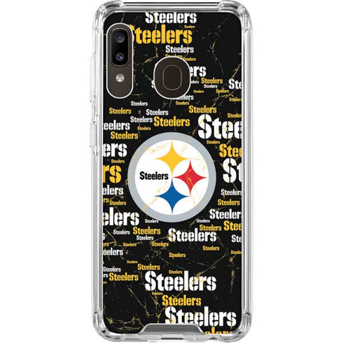 NFL Pittsburgh Steelers Black Blast Galaxy A30 Clear Case