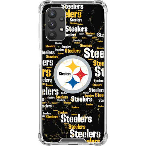 NFL Pittsburgh Steelers Black Blast Galaxy A32 5G Clear Case