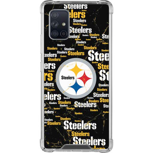 NFL Pittsburgh Steelers Black Blast Galaxy A71 5G Clear Case