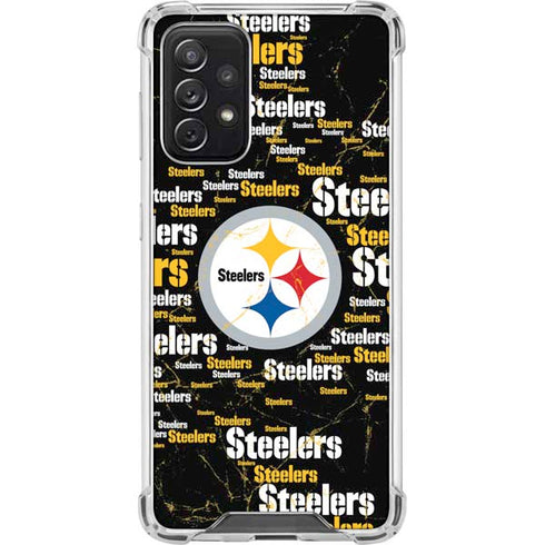 NFL Pittsburgh Steelers Black Blast Galaxy A72 5G Clear Case