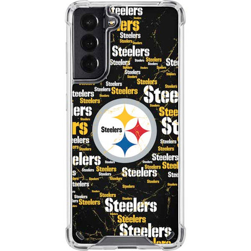 NFL Pittsburgh Steelers Black Blast Galaxy S21 5G Clear Case