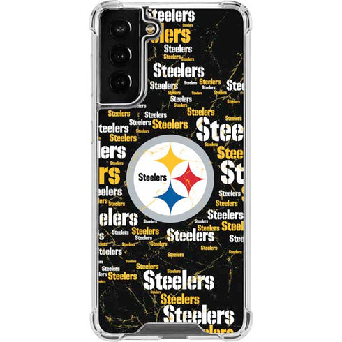 NFL Pittsburgh Steelers Black Blast Galaxy S21 FE Clear Case