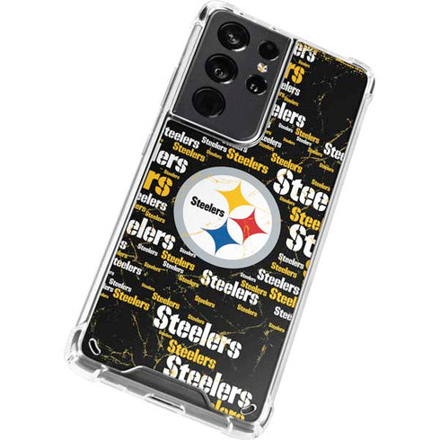NFL Pittsburgh Steelers Black Blast Galaxy S21 Ultra 5G Clear Case