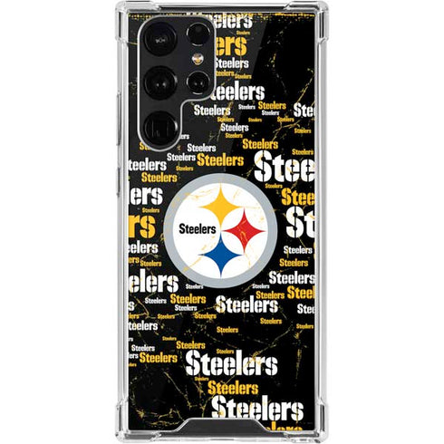 NFL Pittsburgh Steelers Black Blast Galaxy S22 Ultra Clear Case