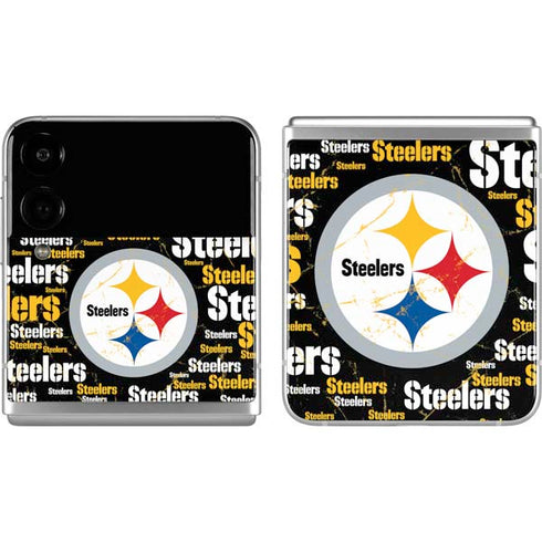 NFL Pittsburgh Steelers Black Blast Galaxy Z Flip4 5G Skin