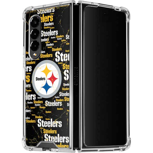 NFL Pittsburgh Steelers Black Blast Galaxy Z Fold4 5G Clear Case