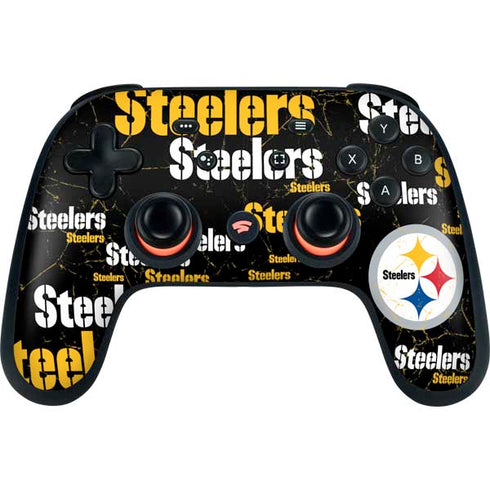 NFL Pittsburgh Steelers Black Blast Google Stadia Controller Skin