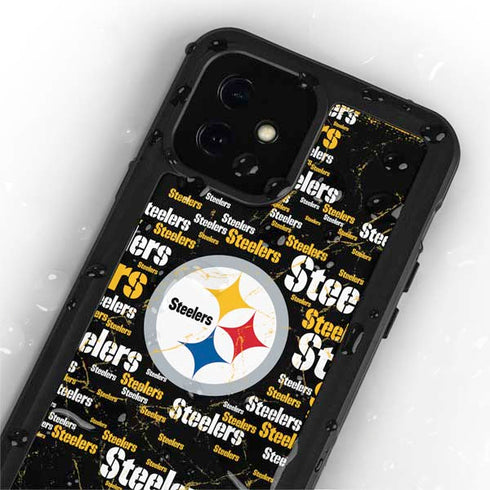 NFL Pittsburgh Steelers Black Blast iPhone 12 Mini Waterproof Case