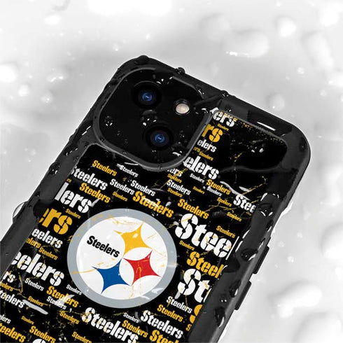 NFL Pittsburgh Steelers Black Blast iPhone 13 Mini Waterproof Case