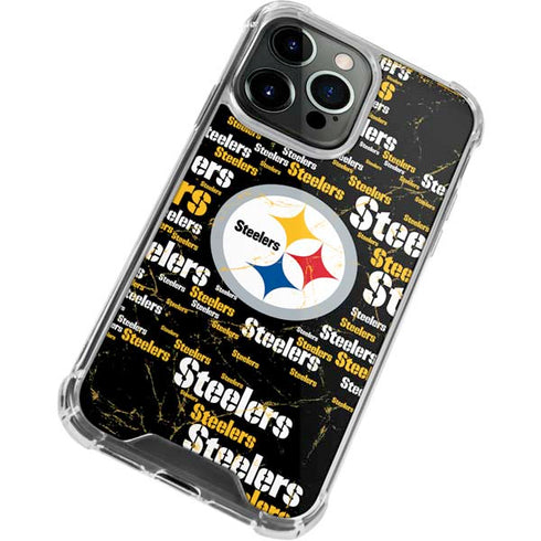 NFL Pittsburgh Steelers Black Blast iPhone 13 Pro Max Clear Case