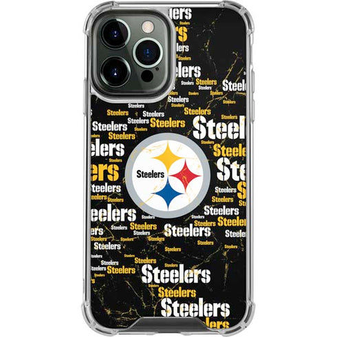 NFL Pittsburgh Steelers Black Blast iPhone 13 Pro Max Clear Case