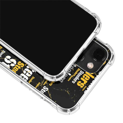 NFL Pittsburgh Steelers Black Blast iPhone 14 Plus Clear Case