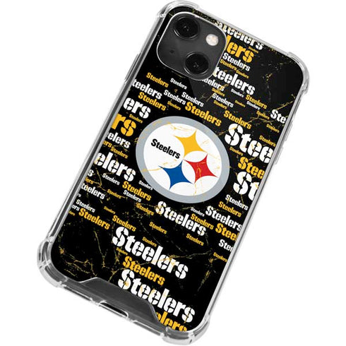 NFL Pittsburgh Steelers Black Blast iPhone 14 Plus Clear Case
