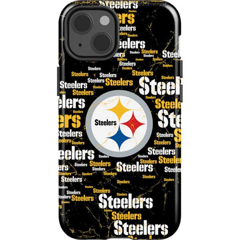 NFL Pittsburgh Steelers Black Blast iPhone 15 Impact Case