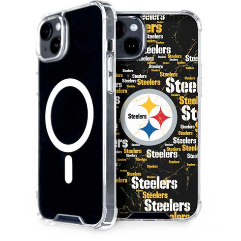 NFL Pittsburgh Steelers Black Blast iPhone 15 Plus MagSafe Case