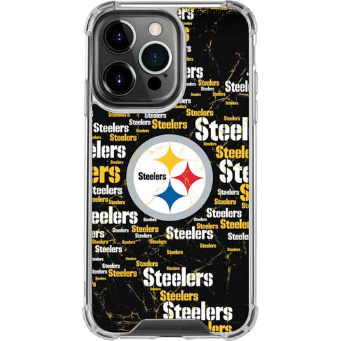 NFL Pittsburgh Steelers Black Blast iPhone 15 Pro Clear Case