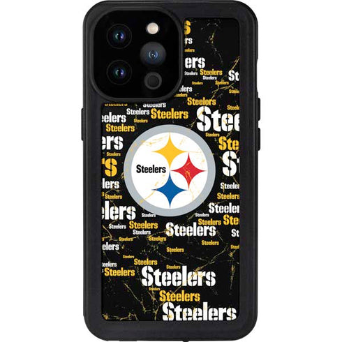 NFL Pittsburgh Steelers Black Blast iPhone 14 Pro Max Waterproof Case