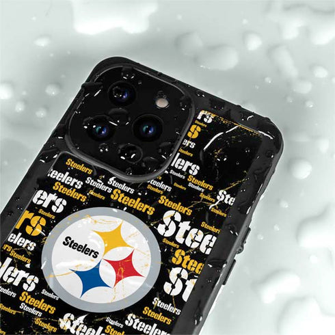 NFL Pittsburgh Steelers Black Blast iPhone 14 Pro Max Waterproof Case