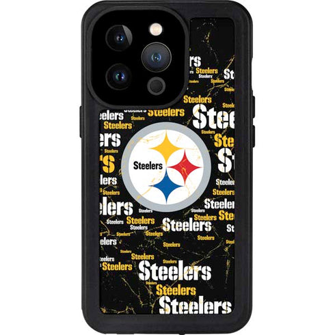 NFL Pittsburgh Steelers Black Blast iPhone 14 Pro Waterproof Case