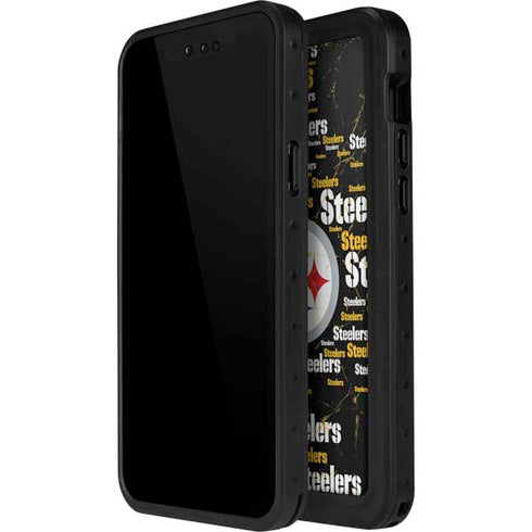 NFL Pittsburgh Steelers Black Blast iPhone 14 Pro Waterproof Case