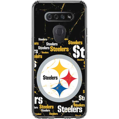 NFL Pittsburgh Steelers Black Blast LG K51/Q51 Clear Case