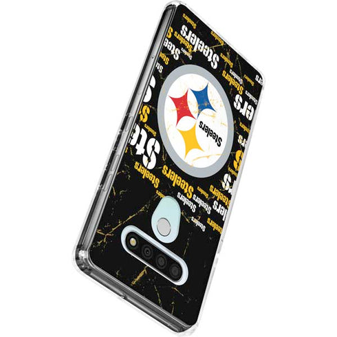 NFL Pittsburgh Steelers Black Blast LG Stylo 6 Clear Case