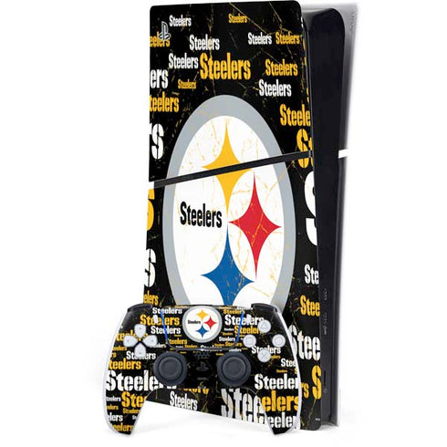 NFL Pittsburgh Steelers Black Blast PS5 Slim Digital Edition Bundle Skin