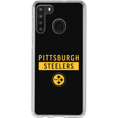NFL Pittsburgh Steelers Black Performance Series Galaxy A21 Clear Case