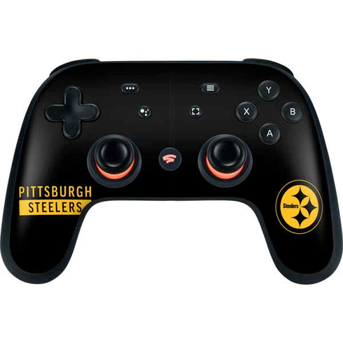 NFL Pittsburgh Steelers Black Performance Series Google Stadia Controller Skin