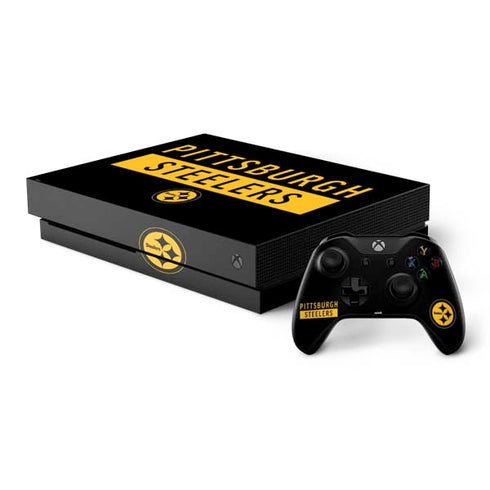 NFL Pittsburgh Steelers Black Performance Series Xbox One X Bundle Skin
