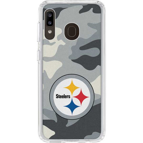 NFL Pittsburgh Steelers Camo Galaxy A20 Clear Case