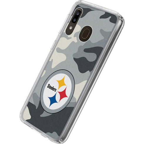 NFL Pittsburgh Steelers Camo Galaxy A20 Clear Case