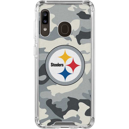NFL Pittsburgh Steelers Camo Galaxy A30 Clear Case