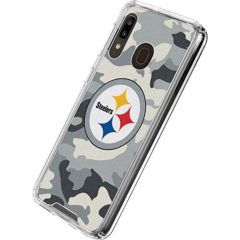 NFL Pittsburgh Steelers Camo Galaxy A30 Clear Case
