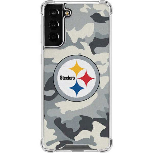 NFL Pittsburgh Steelers Camo Galaxy S21 FE Clear Case