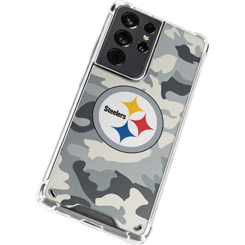 NFL Pittsburgh Steelers Camo Galaxy S21 Ultra 5G Clear Case