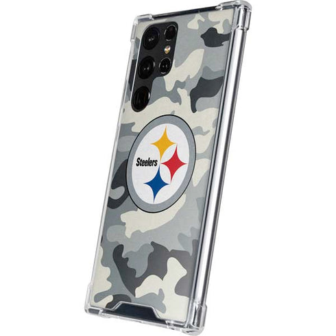 NFL Pittsburgh Steelers Camo Galaxy S22 Ultra Clear Case