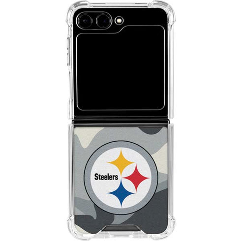 NFL Pittsburgh Steelers Camo Galaxy Z Flip5 5G Clear Case