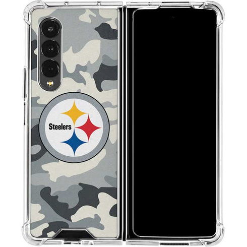 NFL Pittsburgh Steelers Camo Galaxy Z Fold4 5G Clear Case