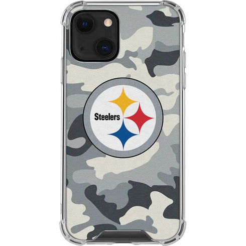 NFL Pittsburgh Steelers Camo iPhone 13 Mini Clear Case