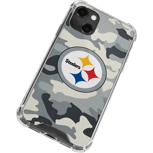 NFL Pittsburgh Steelers Camo iPhone 15 Plus Clear Case