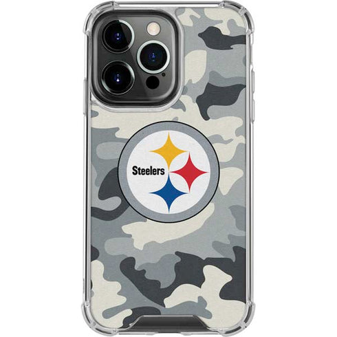 NFL Pittsburgh Steelers Camo iPhone 15 Pro Clear Case