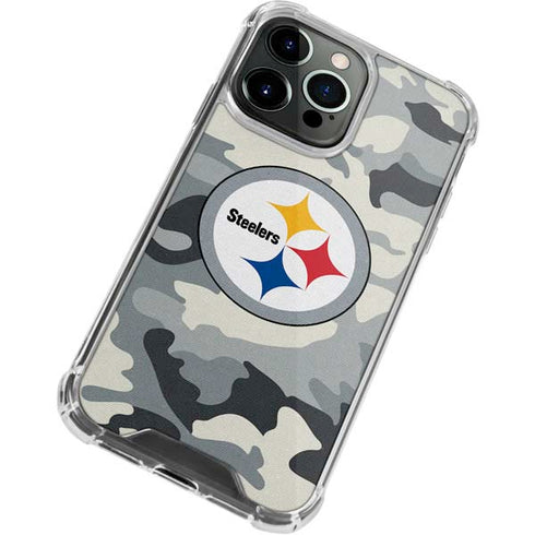 NFL Pittsburgh Steelers Camo iPhone 15 Pro Clear Case