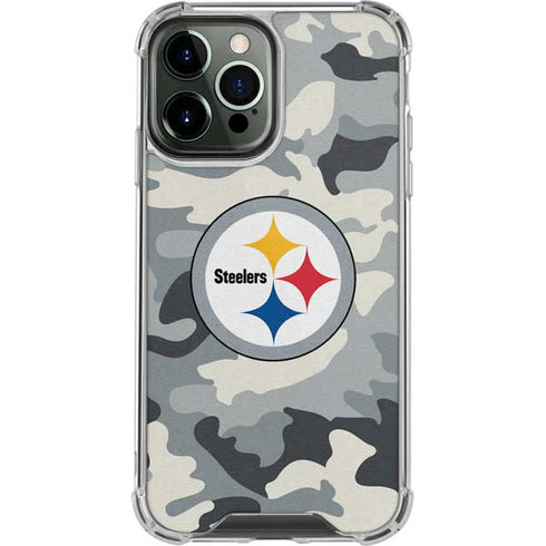 NFL Pittsburgh Steelers Camo iPhone 15 Pro Max Clear Case