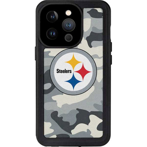 NFL Pittsburgh Steelers Camo iPhone 14 Pro Waterproof Case