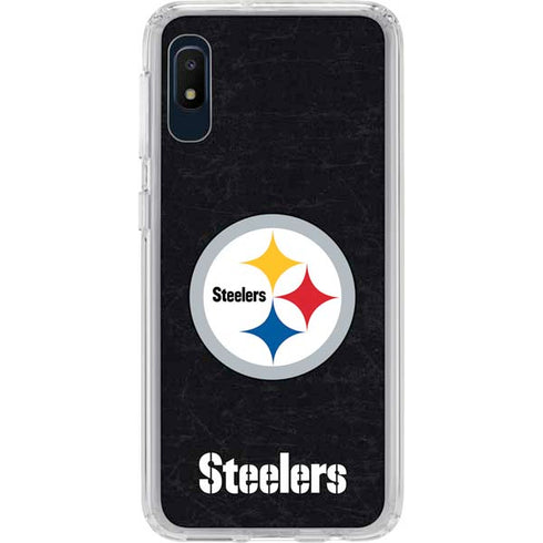 NFL Pittsburgh Steelers Distressed Galaxy A10e Clear Case