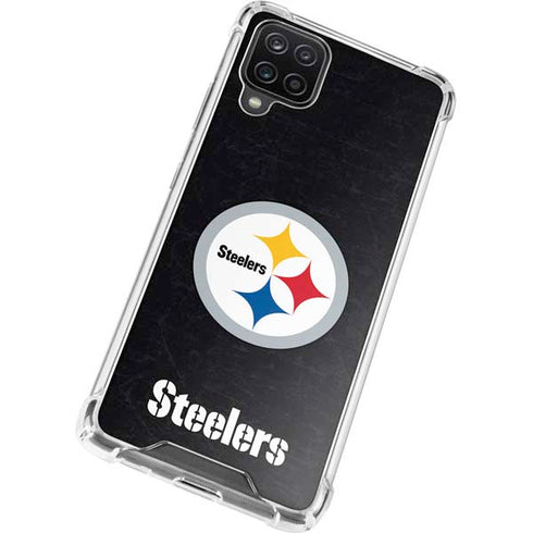 NFL Pittsburgh Steelers Distressed Galaxy A12 Clear Case