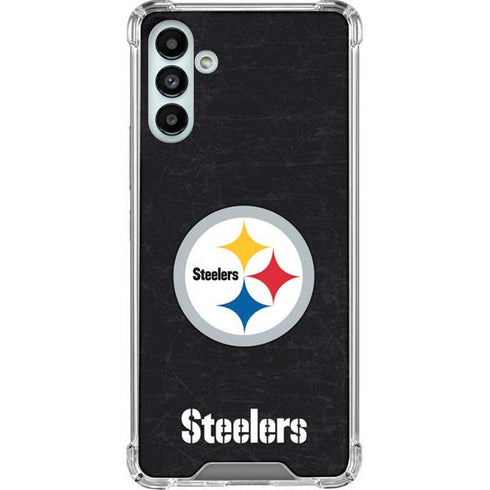 NFL Pittsburgh Steelers Distressed Galaxy A13 5G Clear Case